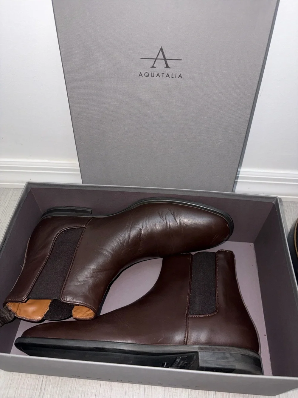 Aquatalia Men's Dark Brown Leather Chukka Boots